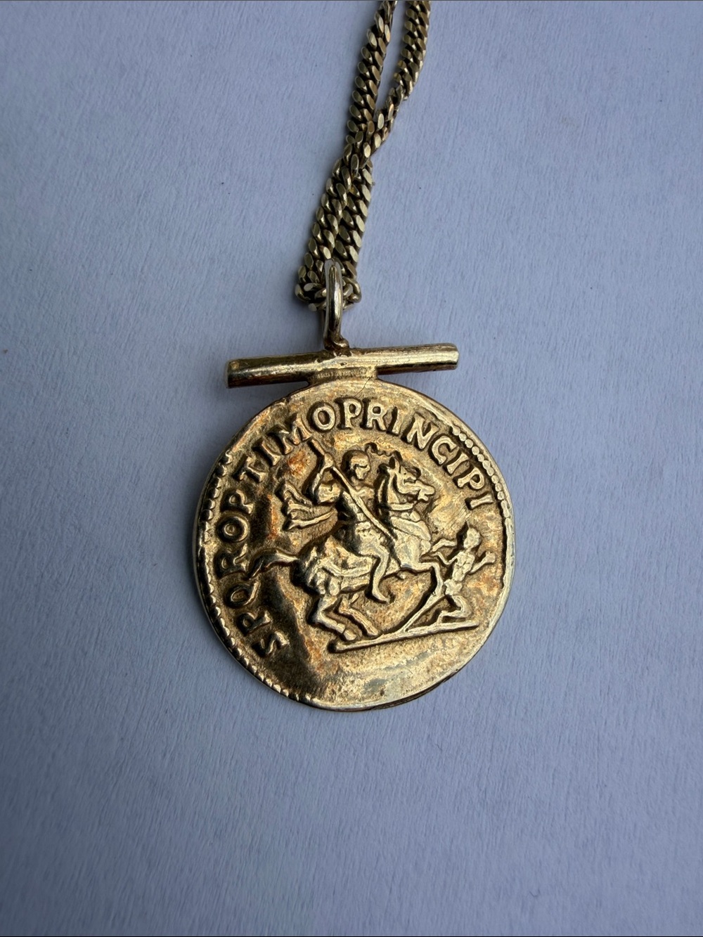 Sterling Silver 925 Gold plated Roman Coin Pendant Necklace on adjustable chain - Picture 4 of 9